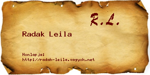 Radak Leila névjegykártya